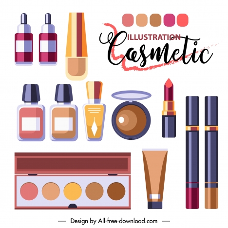 cosmetic advertising poster modern colorful flat sketch