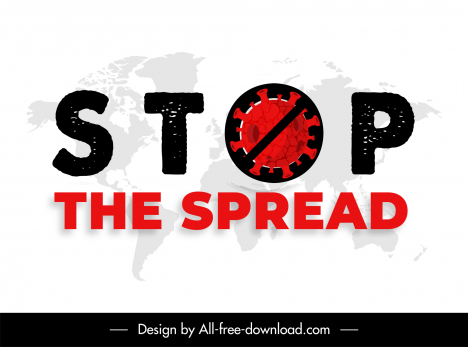 covid stop the spread banner flat retro design