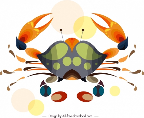 crab animal icon classical colorful flat sketch