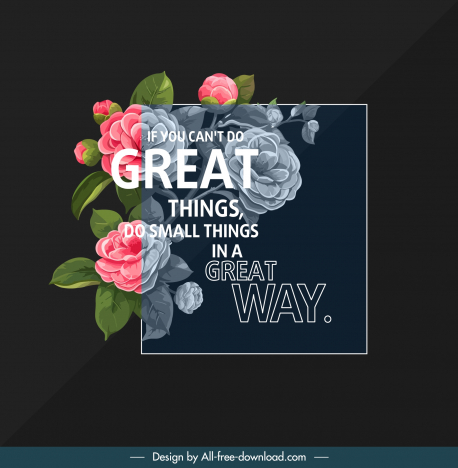 creative motivation typography banner template dark camellia flowers