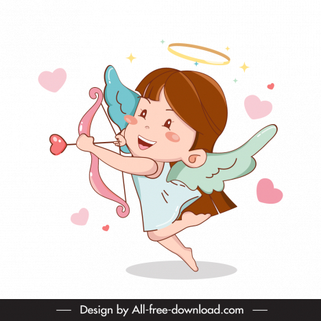 cupid icon cute baby girl sketch cartoon design