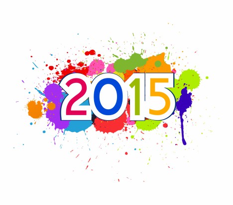Cute and colorful card on New Year 2015
