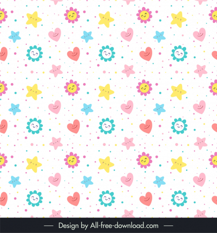 cute background template heart star flower stylization