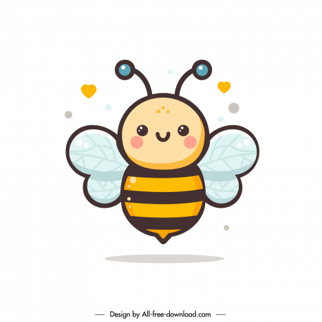 cute bee smiling logo flat symmetry