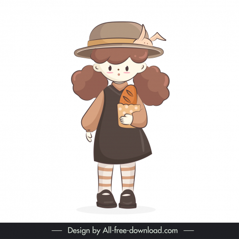 cute girl design elements lovely cartoon character