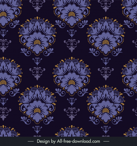 damask seamless pattern template classical luxury dark repeating flowers