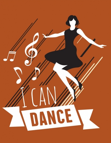 Dance background woman notes icons classical design vectors stock in format  for free download 