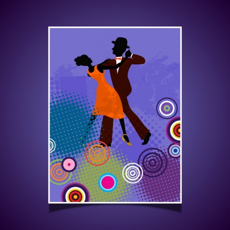 dancing background dancer silhouette colorful circles ornament