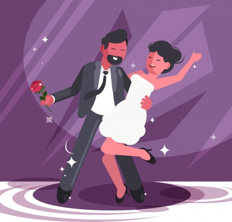 dancing background happy couple icon cartoon design