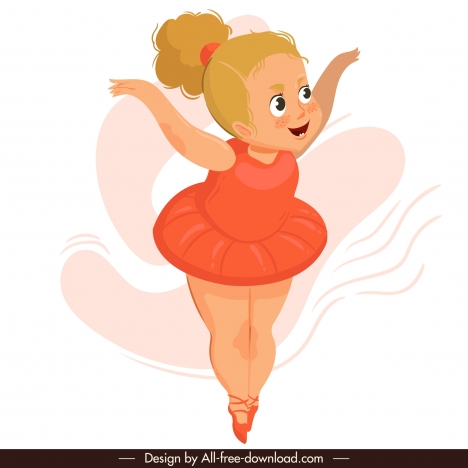 dancing ballerina icon cute cartoon character sketch