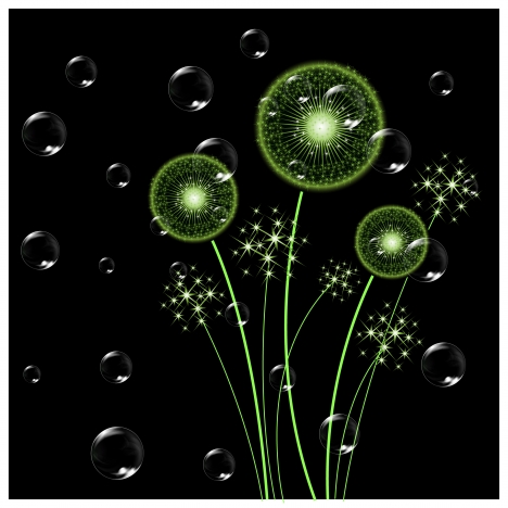 dandelion and bubble in dark background