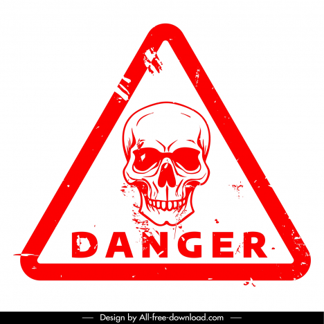 danger stamp template grunge skull triangle isolation