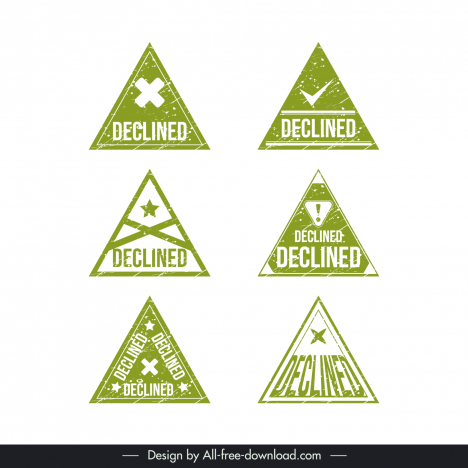 declined stamp templates collection flat retro triangle shapes