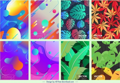 decorative background templates colorful abstract leaves themes