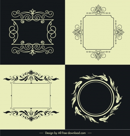 decorative border frame templates elegant retro symmetric shapes