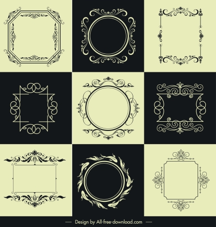 decorative borders templates elegant retro symmetric shapes
