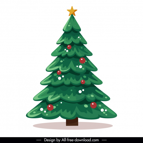 decorative christmas tree  design element classic flat