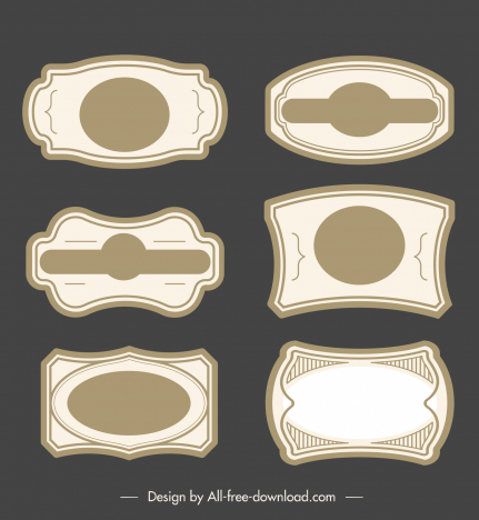 decorative labels template classical  symmetric rounded shapes