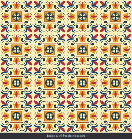 decorative pattern classical symmetric repeating squares curves decor