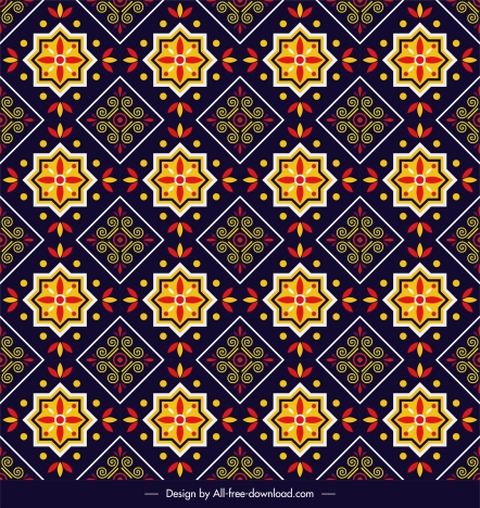 decorative pattern colorful oriental symmetrical repeating sketch