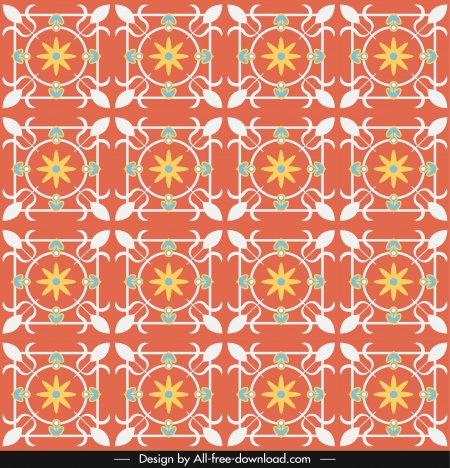 decorative pattern colorful retro design repeating symmetric sketch