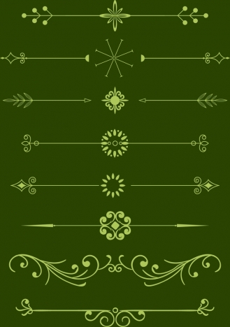 Decorative Pattern Design Elements Various Classical Green Types Vectors Stock In Format For Free Download 948 62kb - Types Of Decorative Design