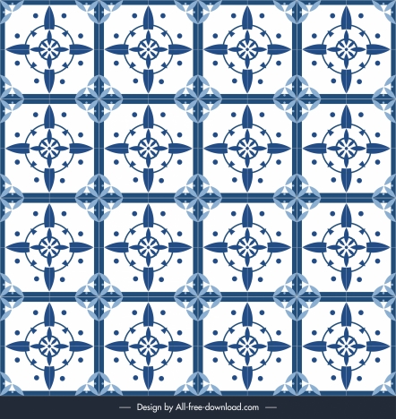decorative pattern template blue repeating symmetrical flat design
