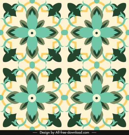 decorative pattern template petals sketch colorful classic symmetric