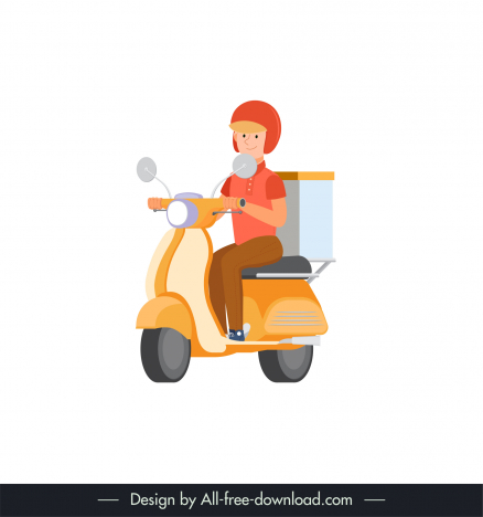 Delivery man icon man riding scooter sketch cartoon design vectors stock in  format for free download 162 bytes