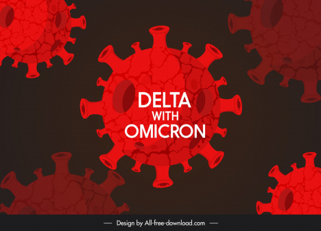 delta with omicron covid19 viruses banner dark design