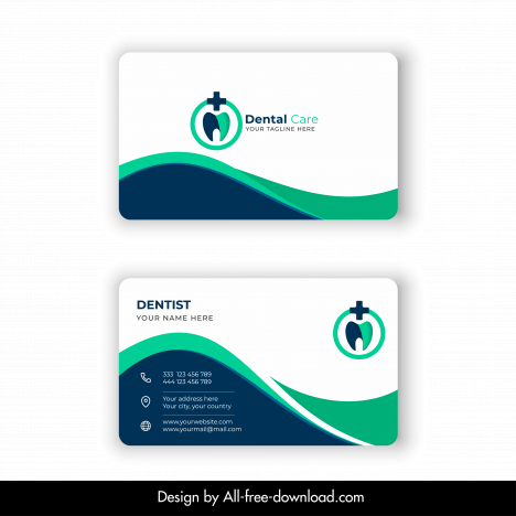 dental care business card template elegant curves design
