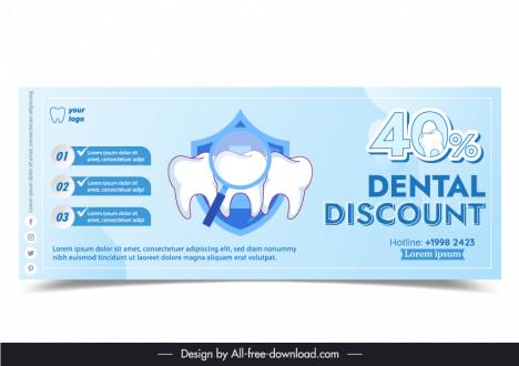 dental discount banner template elegant flat