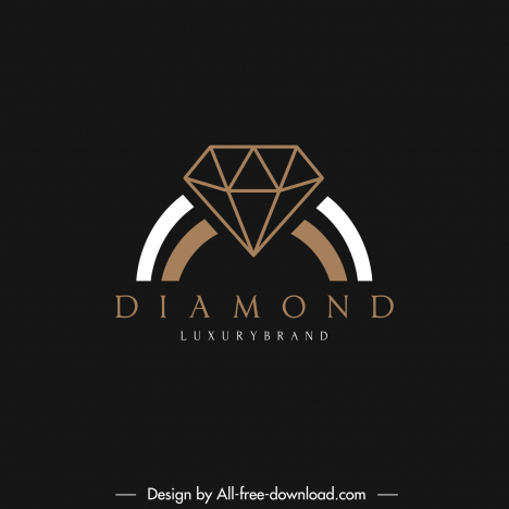diamond logo template dark symmetric ring sketch