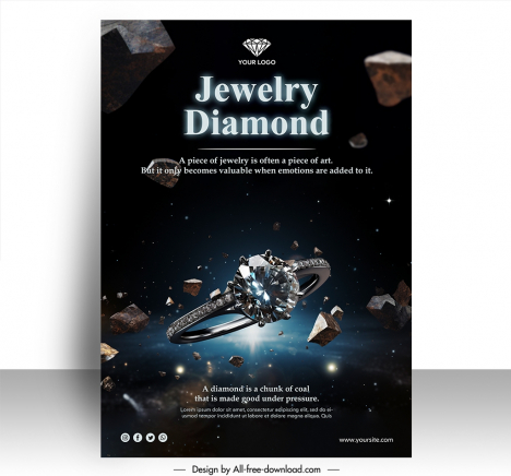 diamond ring poster template dynamic 3d contrast