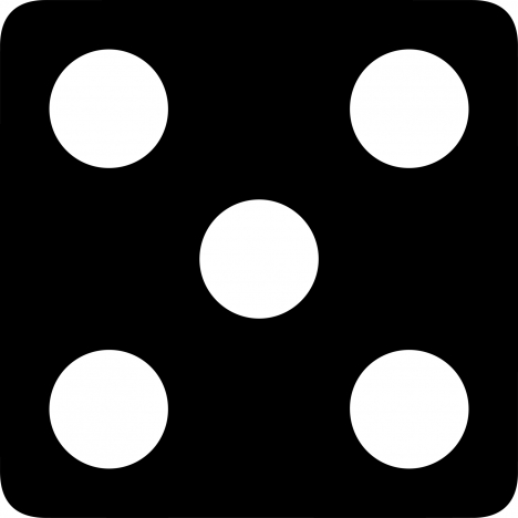 dice five sign icon flat symmetric black white circles square sketch