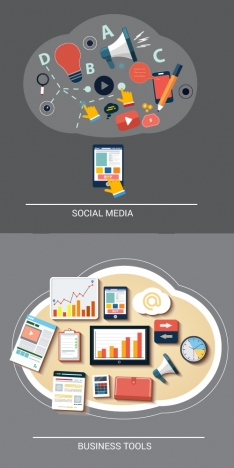 digital icons illustration for media and business tools