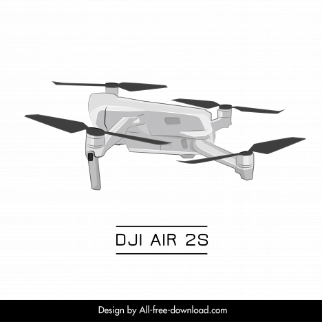 dji air 2s drone flycam design element 3d side view