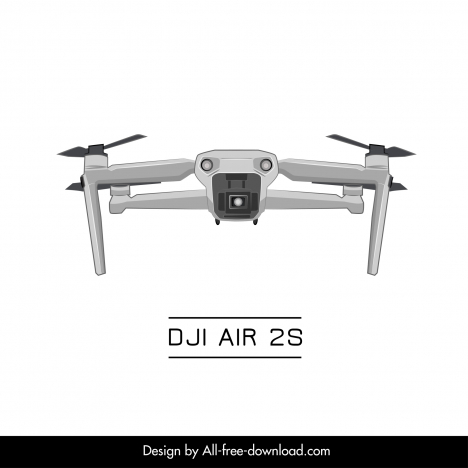dji air 2s drone flycam design element 3d symmetric front view