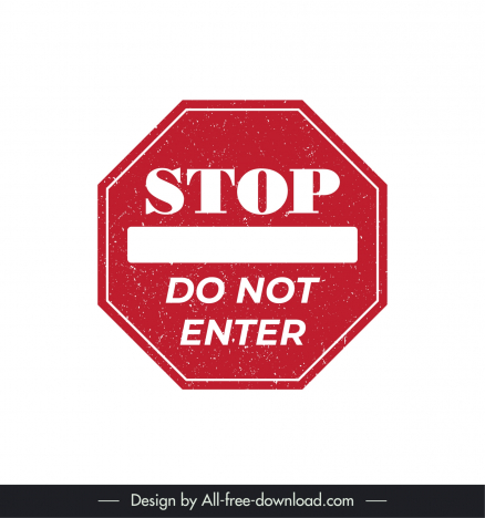 do not enter sign template flat classical octagonal shape