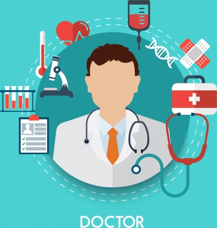 doctor career design elements various colored symbols