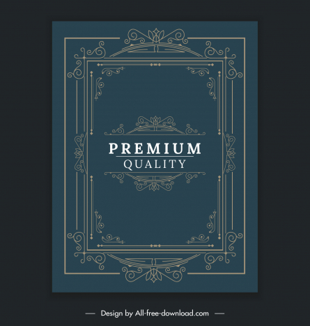 document cover template dark elegant symmetric vintage frames