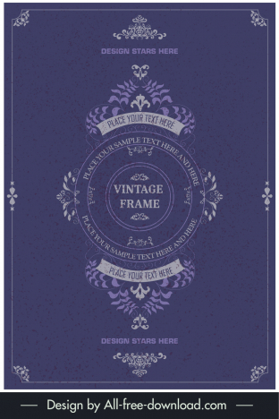 document cover template purple vintage frames decor