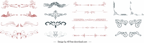 document decorative elements collection elegant classic symmetry shapes