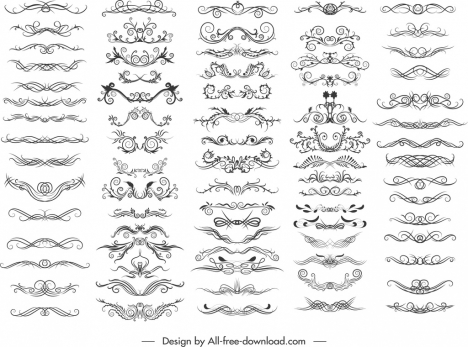 document decorative elements collection elegant symmetrical swirled design
