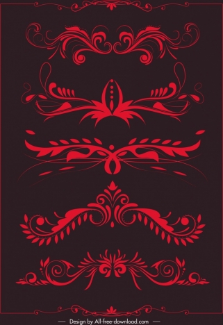 document decorative elements red symmetrical curves sketch