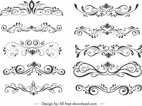 Document decorative elements templates elegant classical symmetrical ...