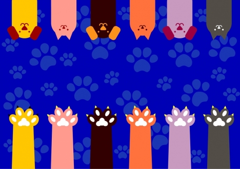 dogs background heads foots icons repeating style backdrop