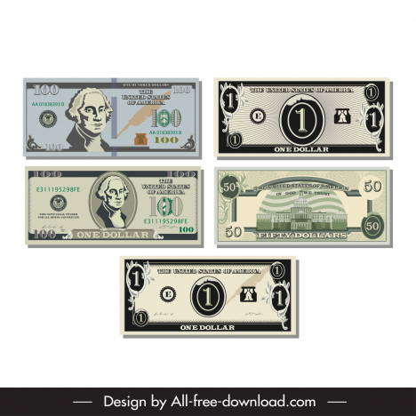 Dollar cash icons flat classic design vectors stock in format for free ...