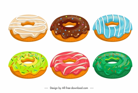 Donuts design elements colorful tasty sketch vectors stock in format for  free download 376MB