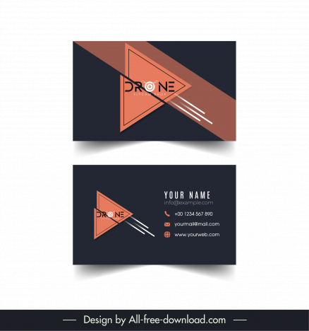 drone business card template dark geometric decor